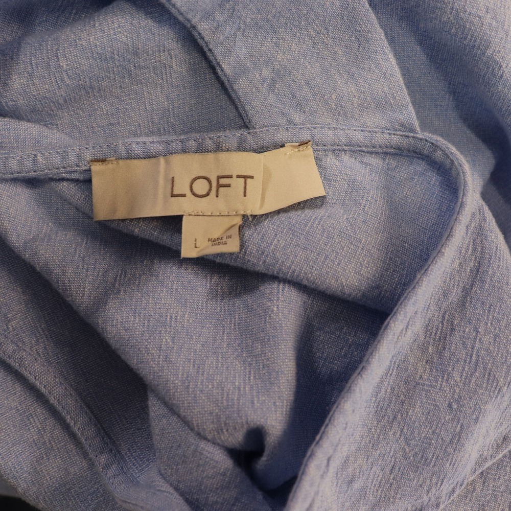 LOFT Blue Chambray Sleeveless V-Neck‎ Tank Top Size Large - Picture 3 of 5